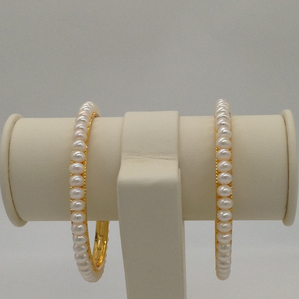 White Flat Pearls Bangles JBG0050