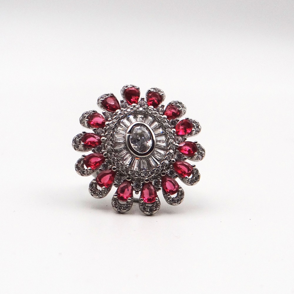 cocktail flower ring with ruby