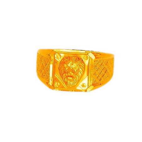 22K/916 Designer Plain Gold Lion Shaped Gents Ring