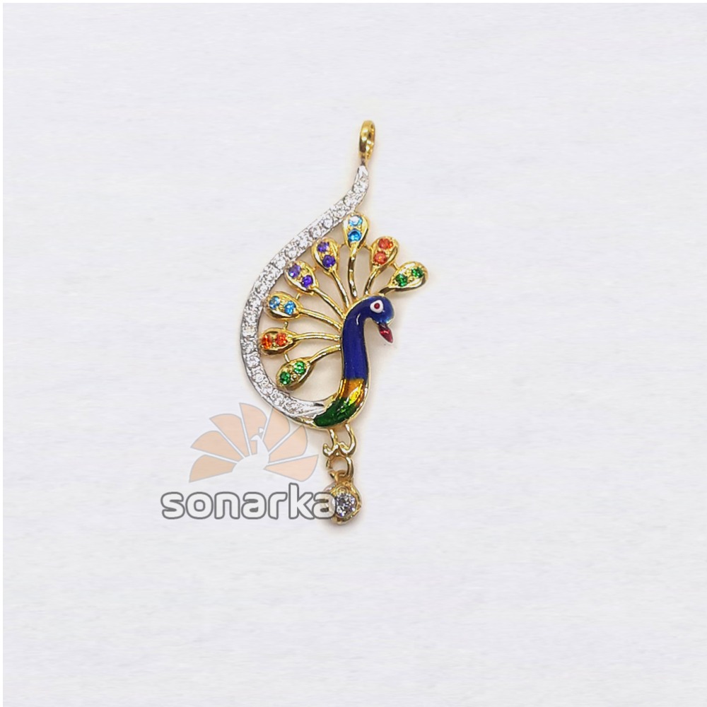 916 Gold Fancy Peacock Shaped CZ Diamond Ladies Pendant