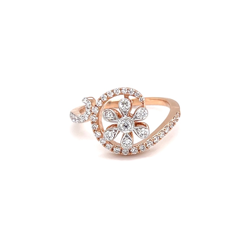 Designer floral diamond ring in pave setting and microsetting