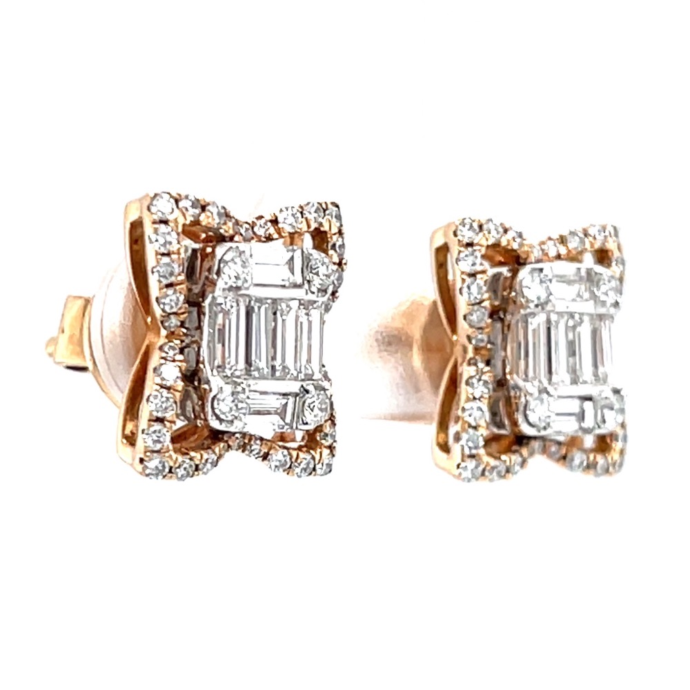 Emerald cut pressure set with butterfly wings diamond earrings 8top30