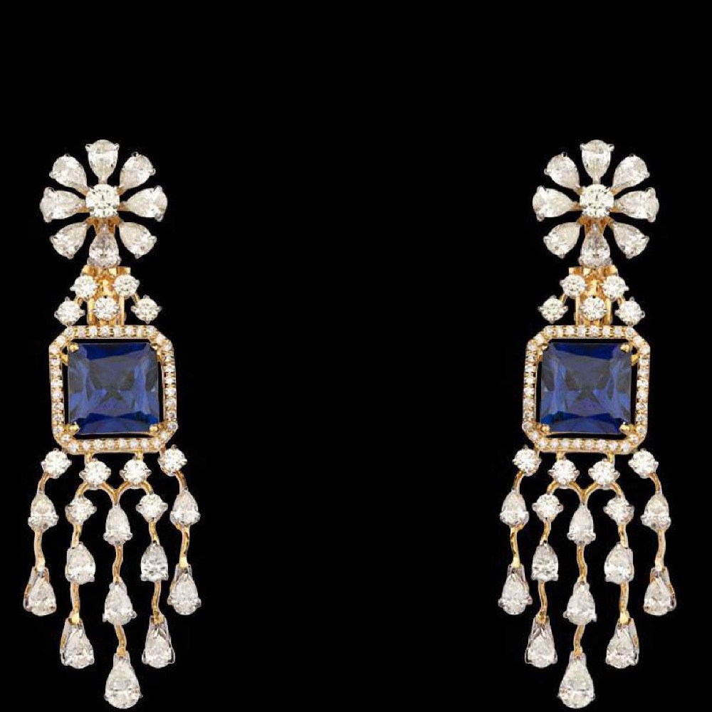 Diamonds and Blue Sapphires Earrings JSJ0100