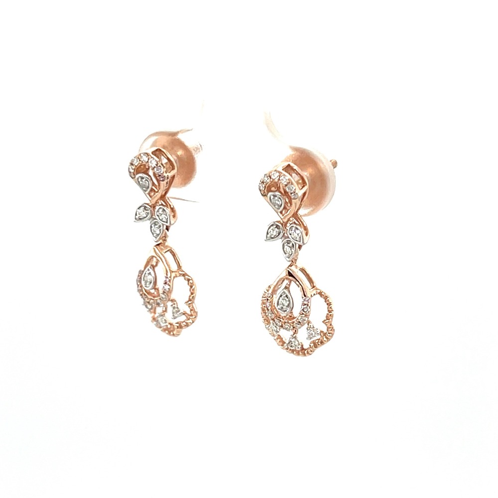 Tropfen Hanging Earring Top 0.25 cts Diamonds & 14k Rose Gold