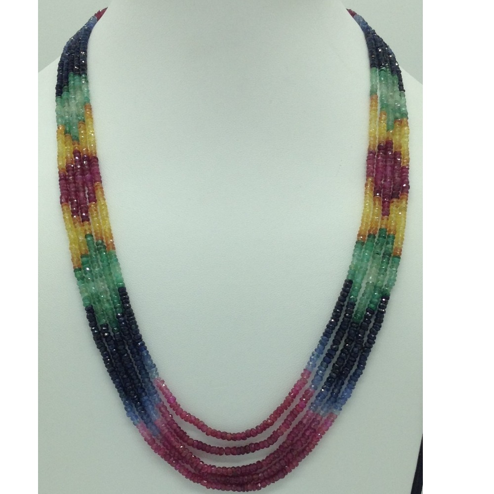 Multi colour rainbow round faceted 5 layers necklace jsm0121