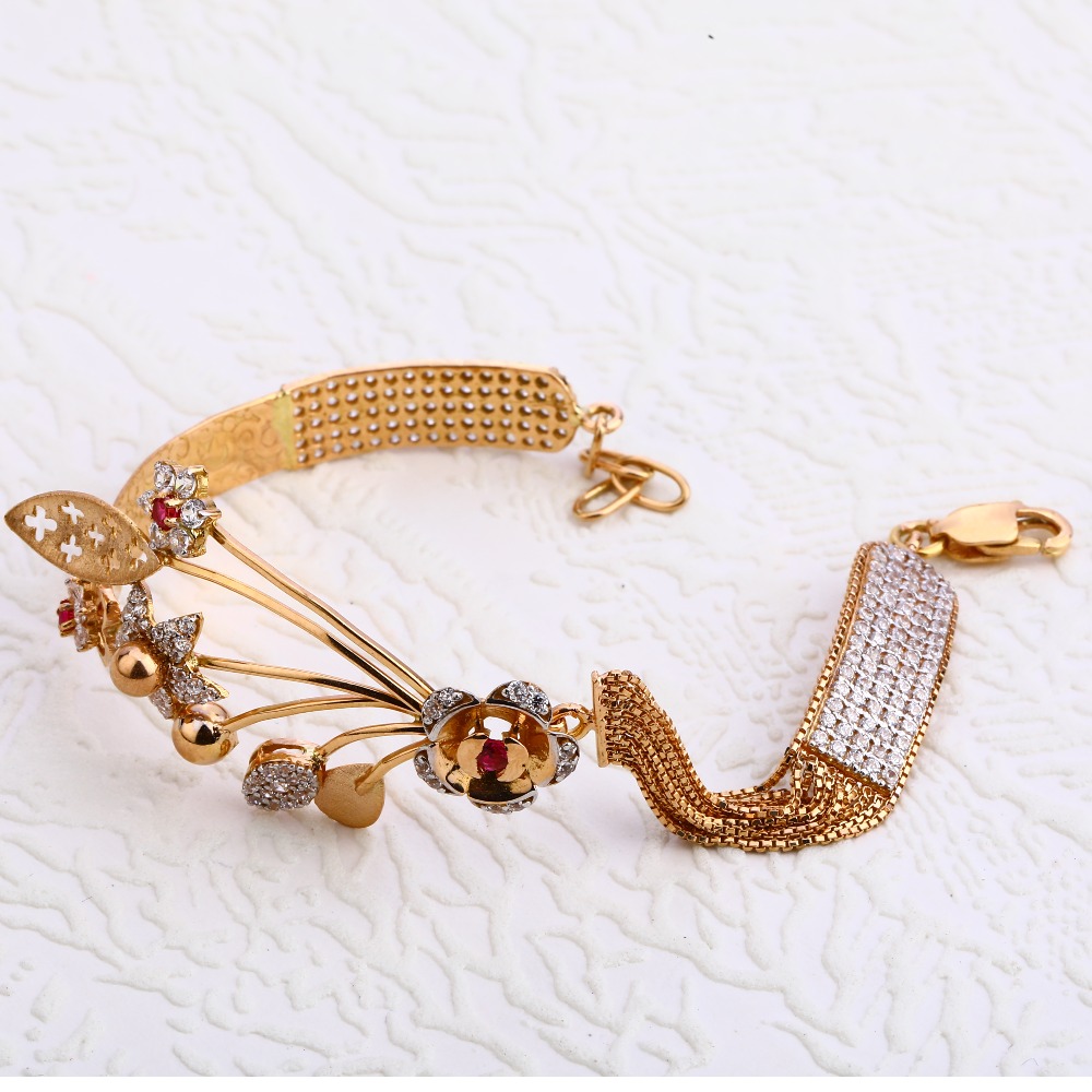 750 CZ Rose Gold hALLMARK Women's Kada  Bracelet RLKB141