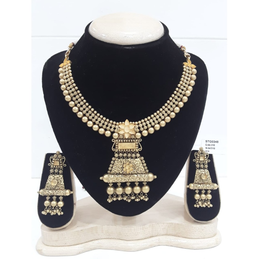 22Kt Gold Antique Jadtar Khokha Necklace Set VJ-N003