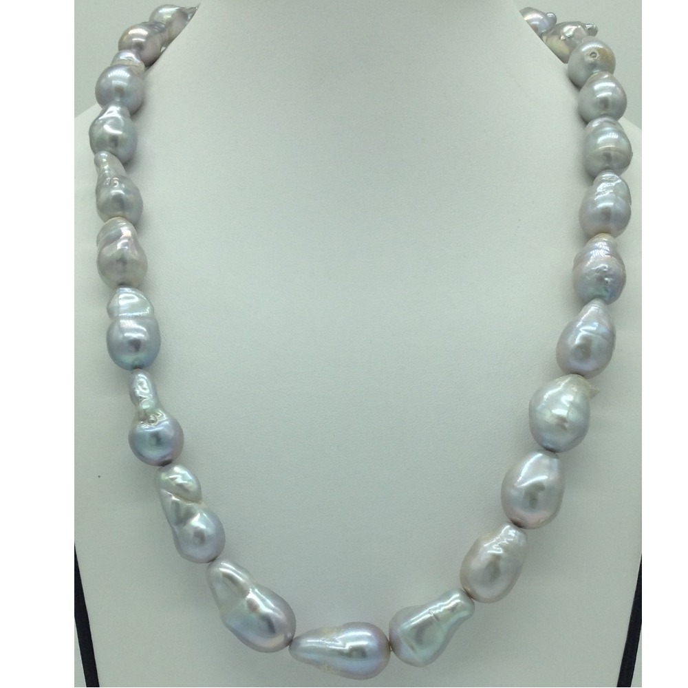 Freshwater Grey Oval Baroque Pearls 1 Layers Necklace JPM0368