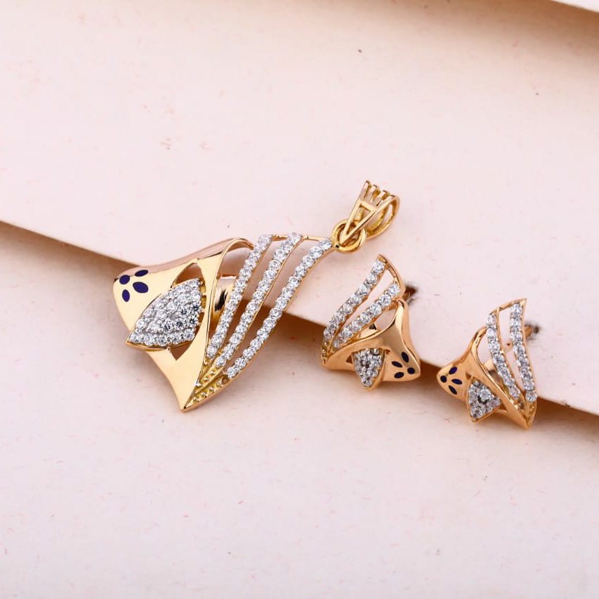 18KT Rose Gold Cz Hallmark Pendant Set RPS182