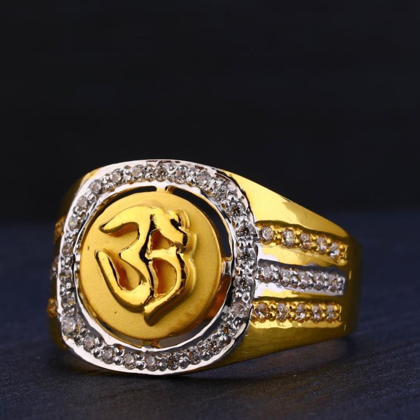 22K Gold Om Ring For Men