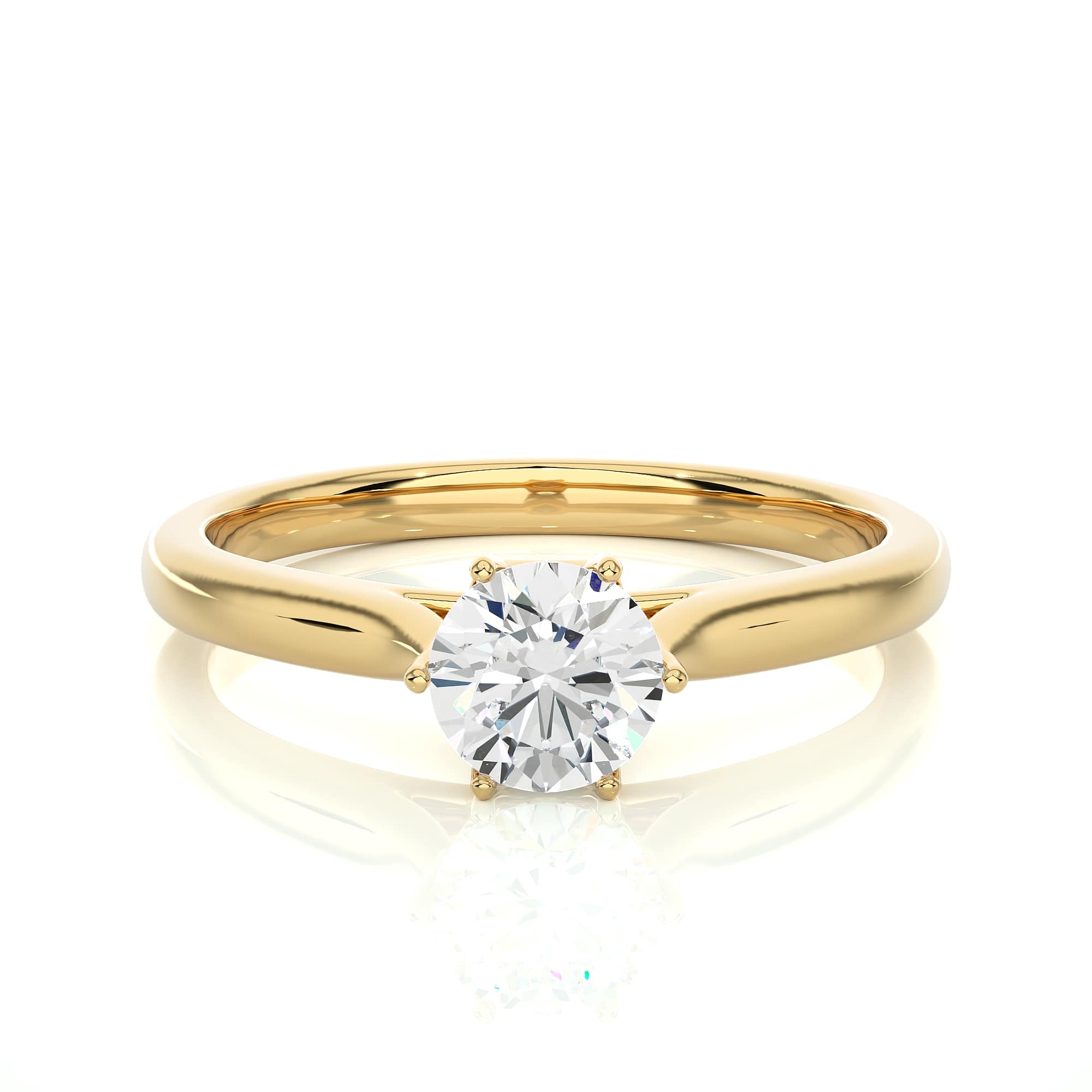 Solitaire Ring with Round Shaped Diamond YG