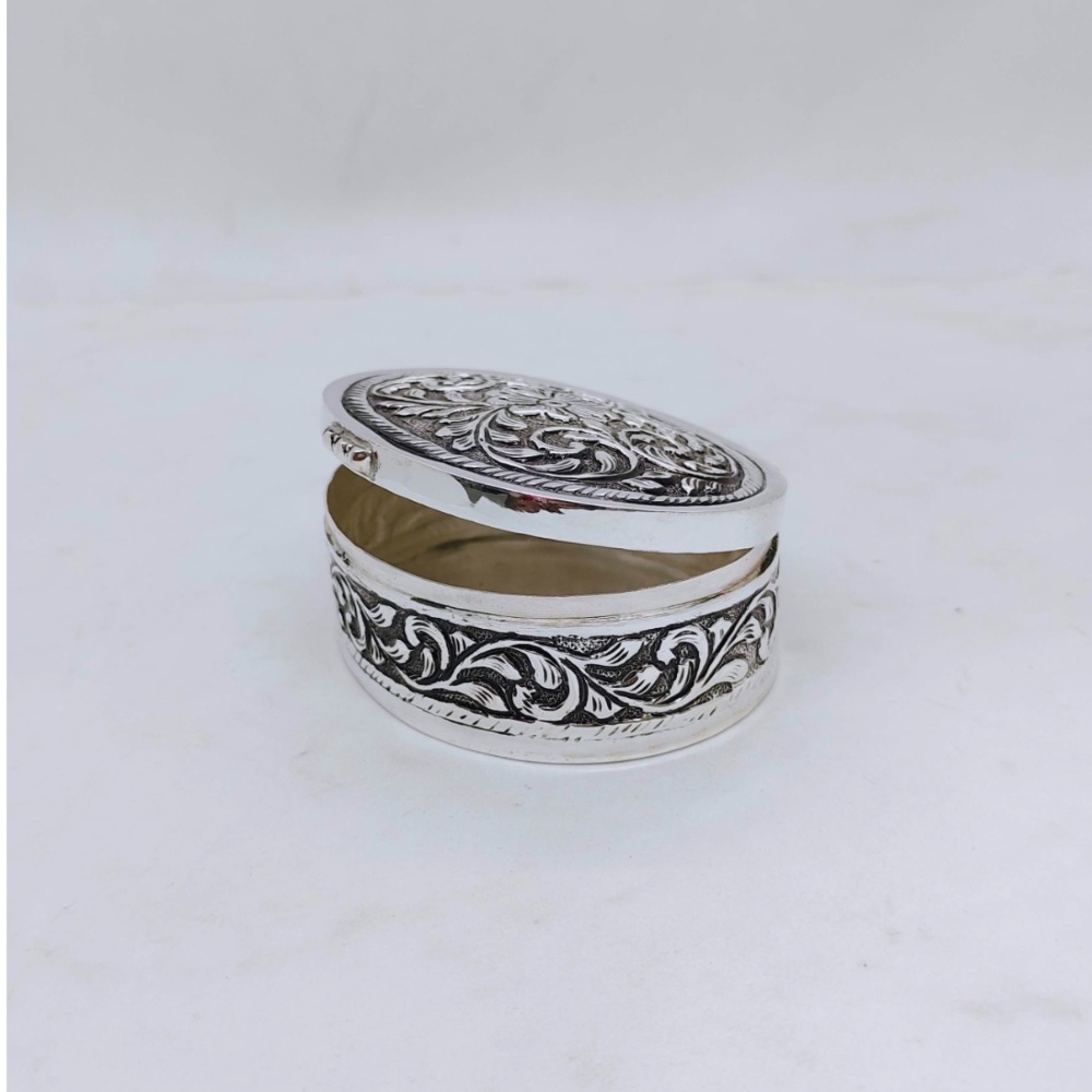 Real silver box for gifting in antique oval shape by puran