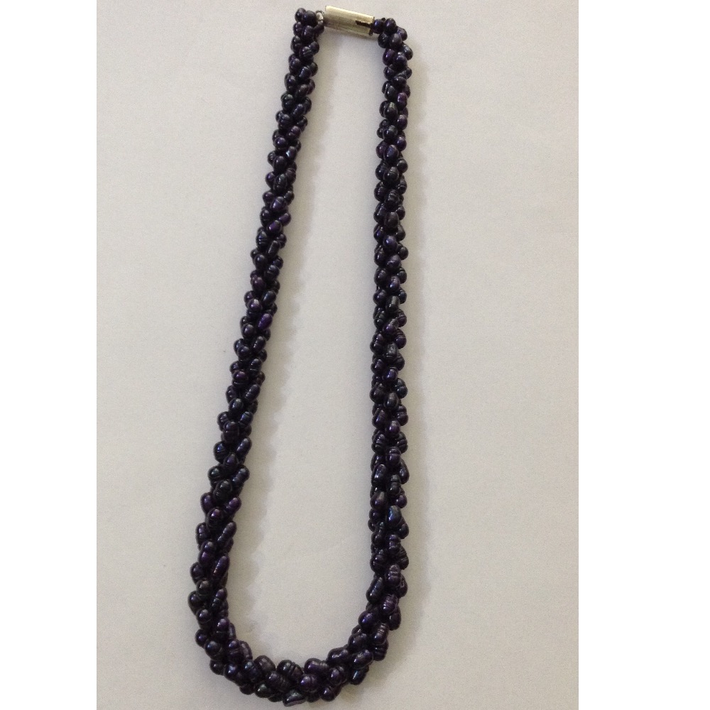 Fresh water black rassi rice pearls necklace JPM0020