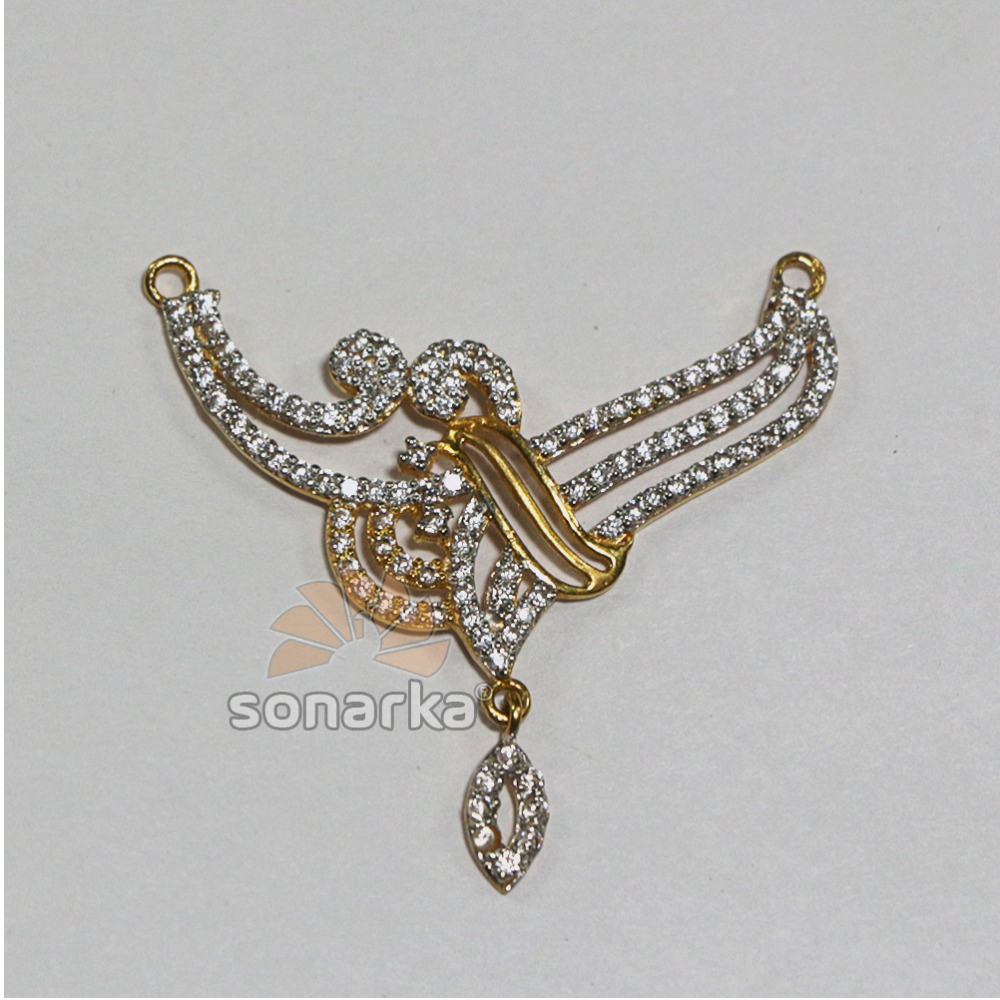 Fancy Gold Mangalsutra Pendents 22k with American Diamond