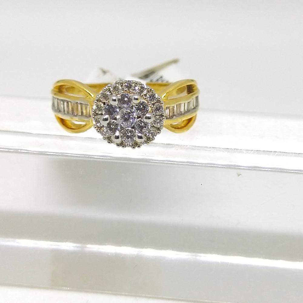 22K double deck studded diamond ring