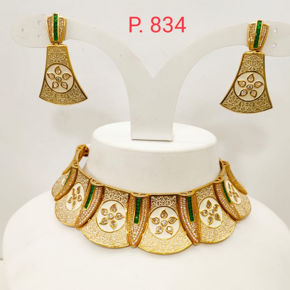 Antique gold plated choker necklace set 1475