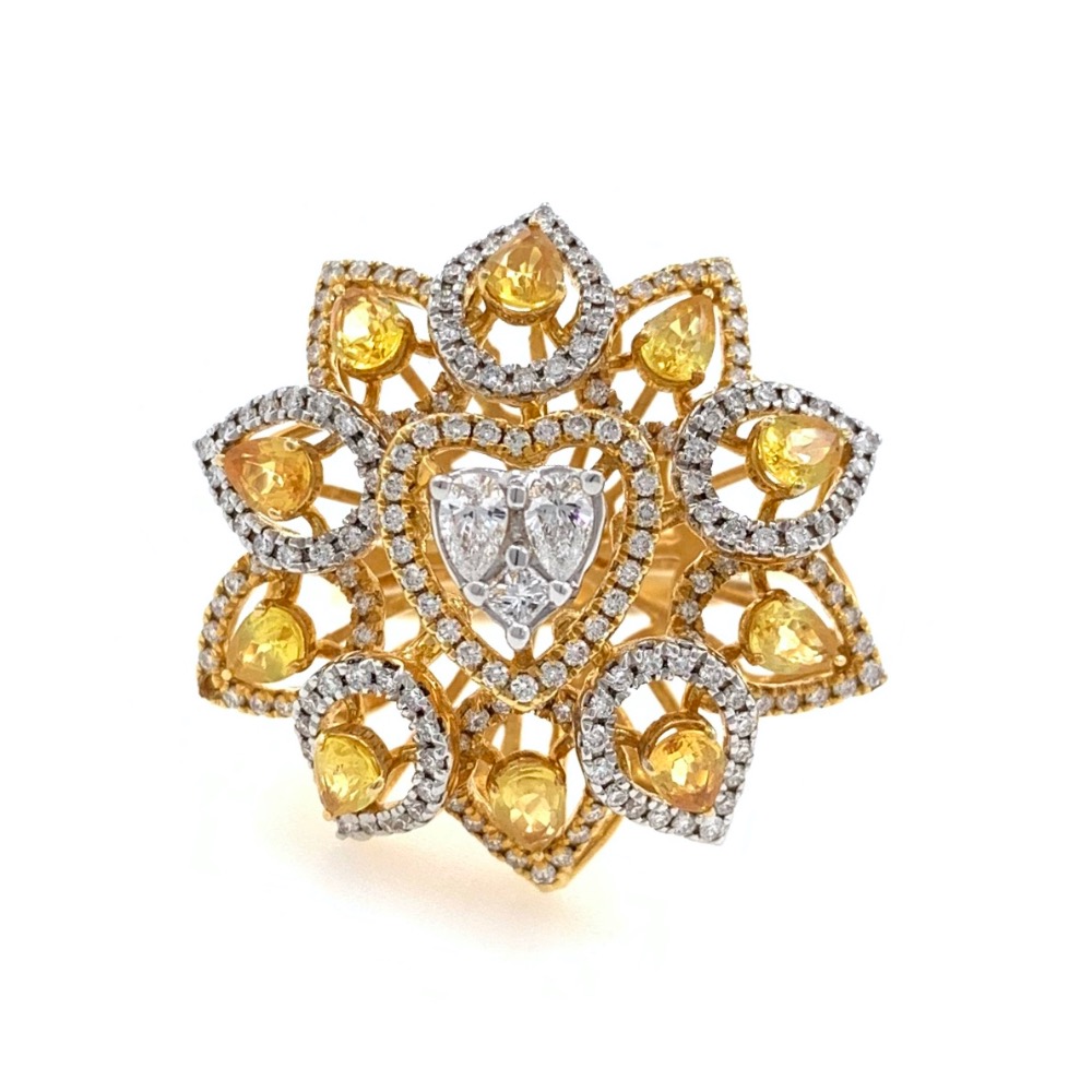 18kt / 750 yellow gold cocktail diamond ring for ladies 8lr228