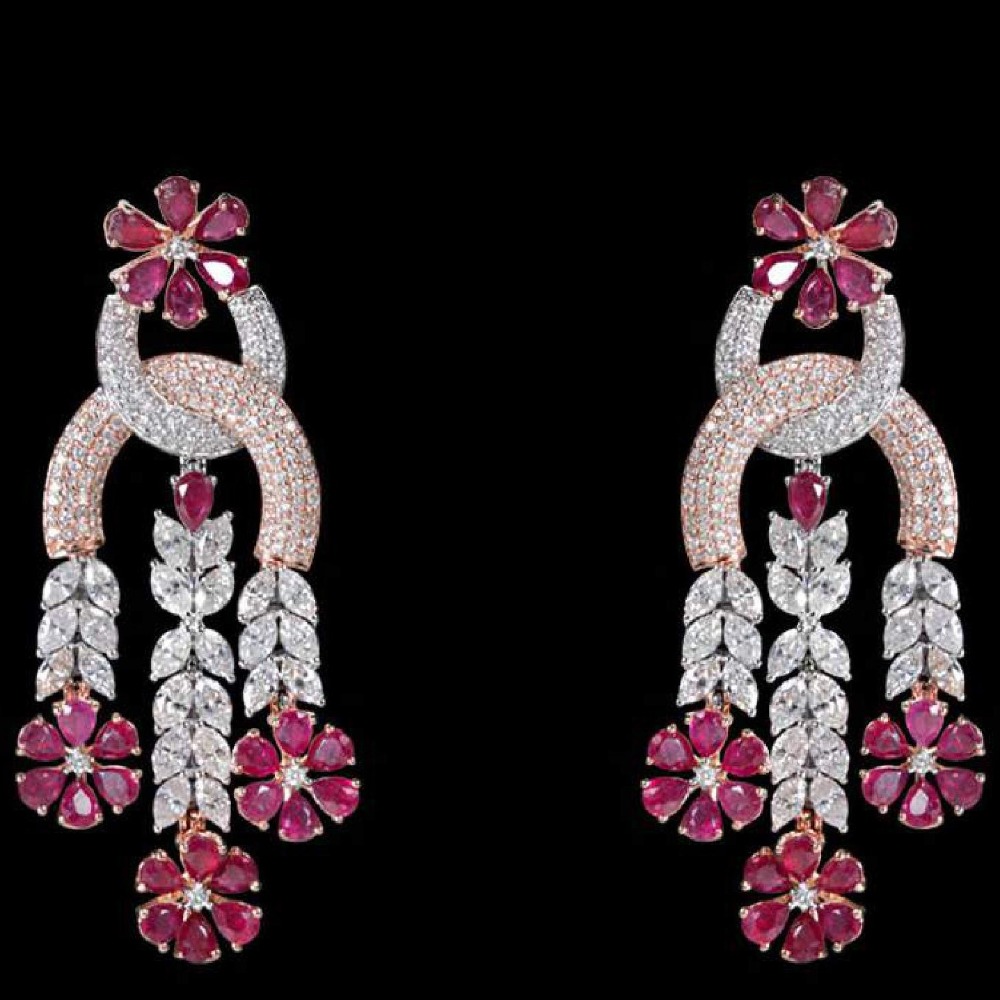 Diamonds and Ruby Earrings JSJ0129