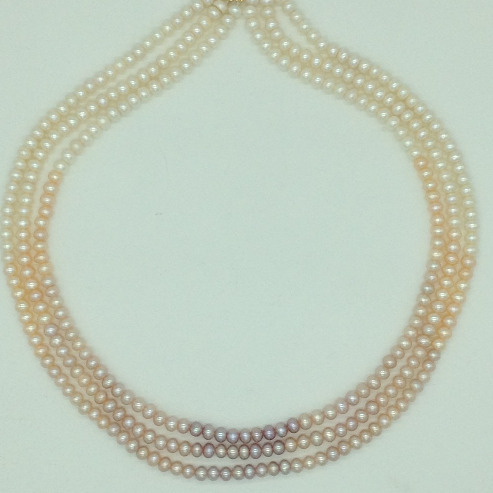 Multicoloured Shaded Flat Pearls 3 Layers Necklace JPM0365