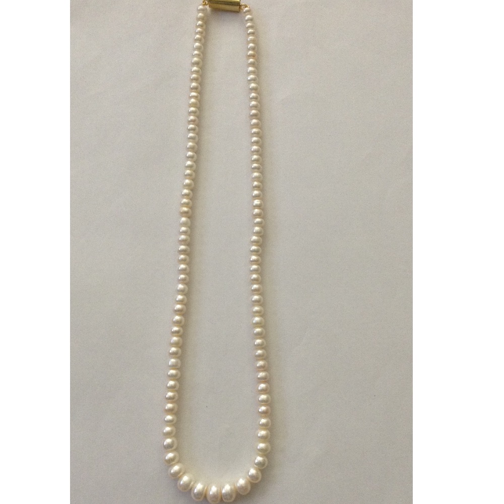 Freshwater white flat graded pearls strand JPM0095