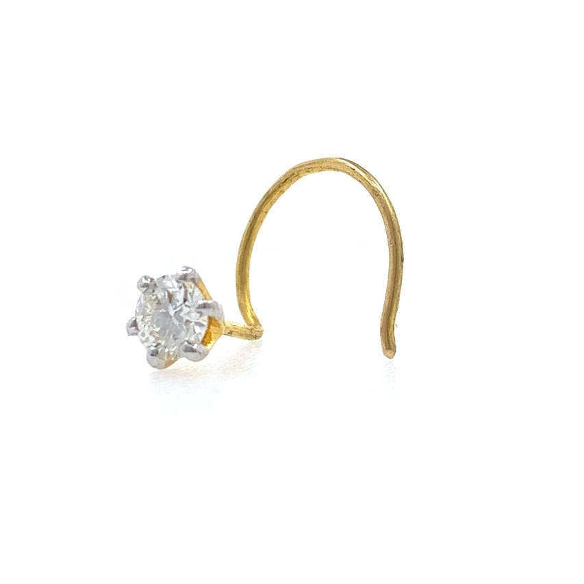 18kt / 750 yellow gold classic single 0.12 cts diamond nose pin 9NP20
