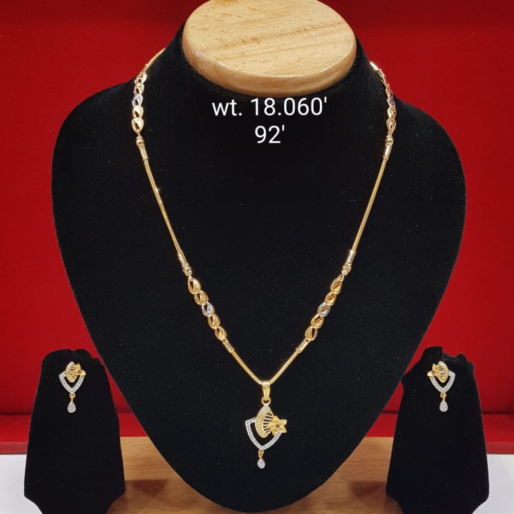 22k gold cz Diamond with flower design Necklace set