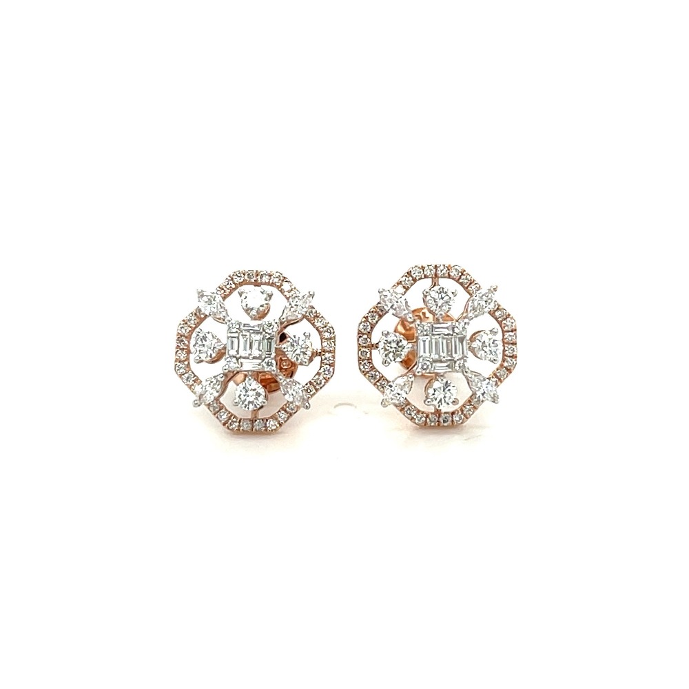 Latika Diamond Stud Earring with Fancy Shaped Diamonds