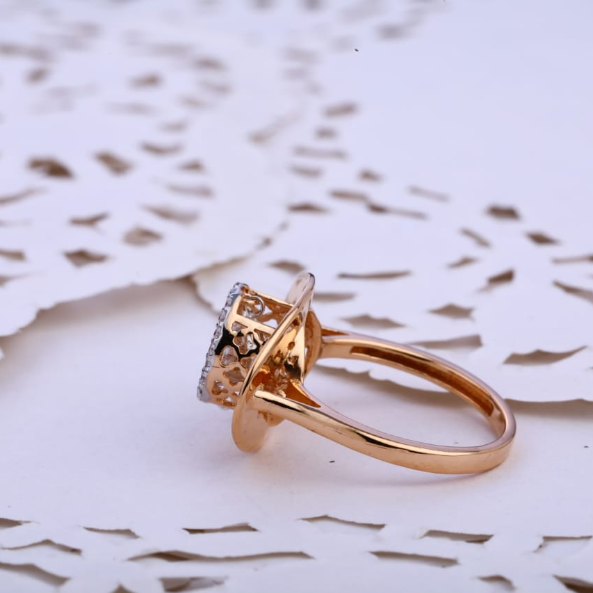 750 Rose Gold Cz Designer Ladies Ring RLR785
