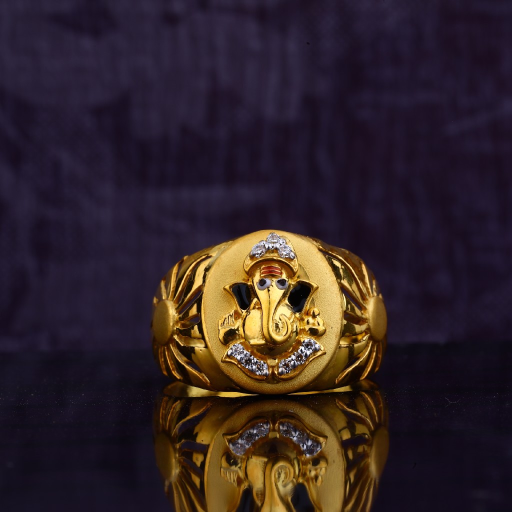 Sree Kumaran | 22K Gold Divine Lord Ganesh Stoned Ring