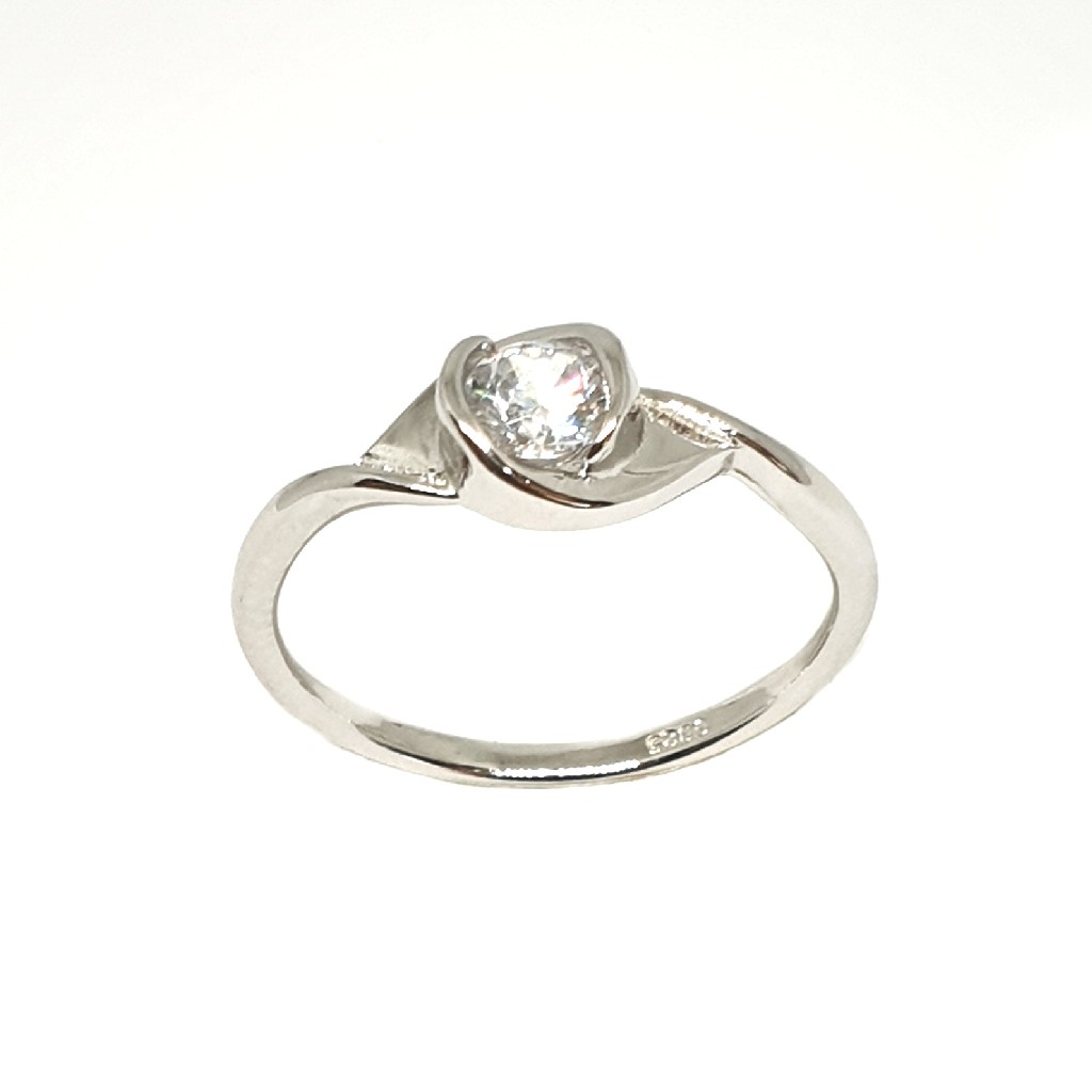 925 Sterling Silver Solitaire Diamond Ring MGA - LRS3369