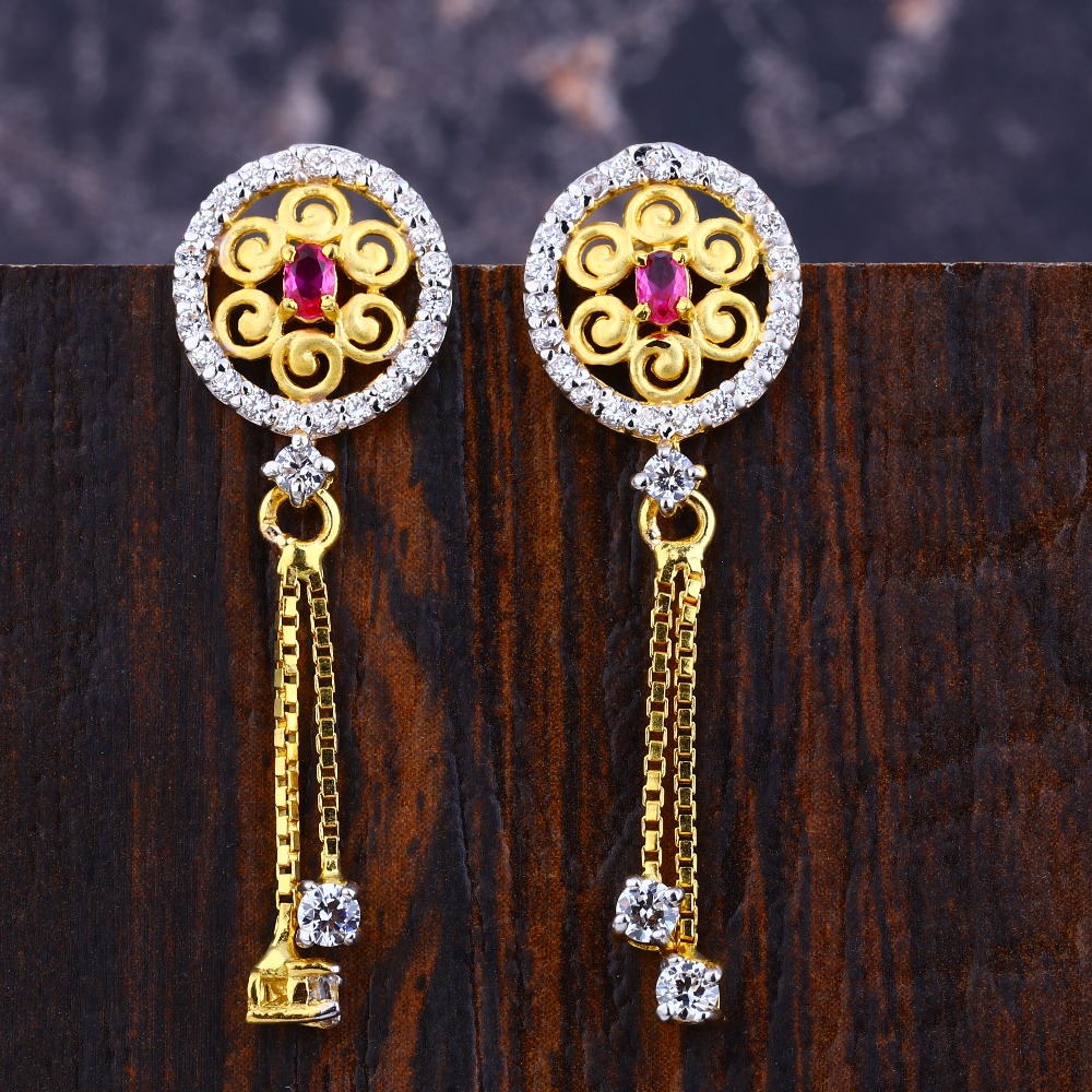 22CT Gold Cz Ladies Designer Jhummar Earring LFE350
