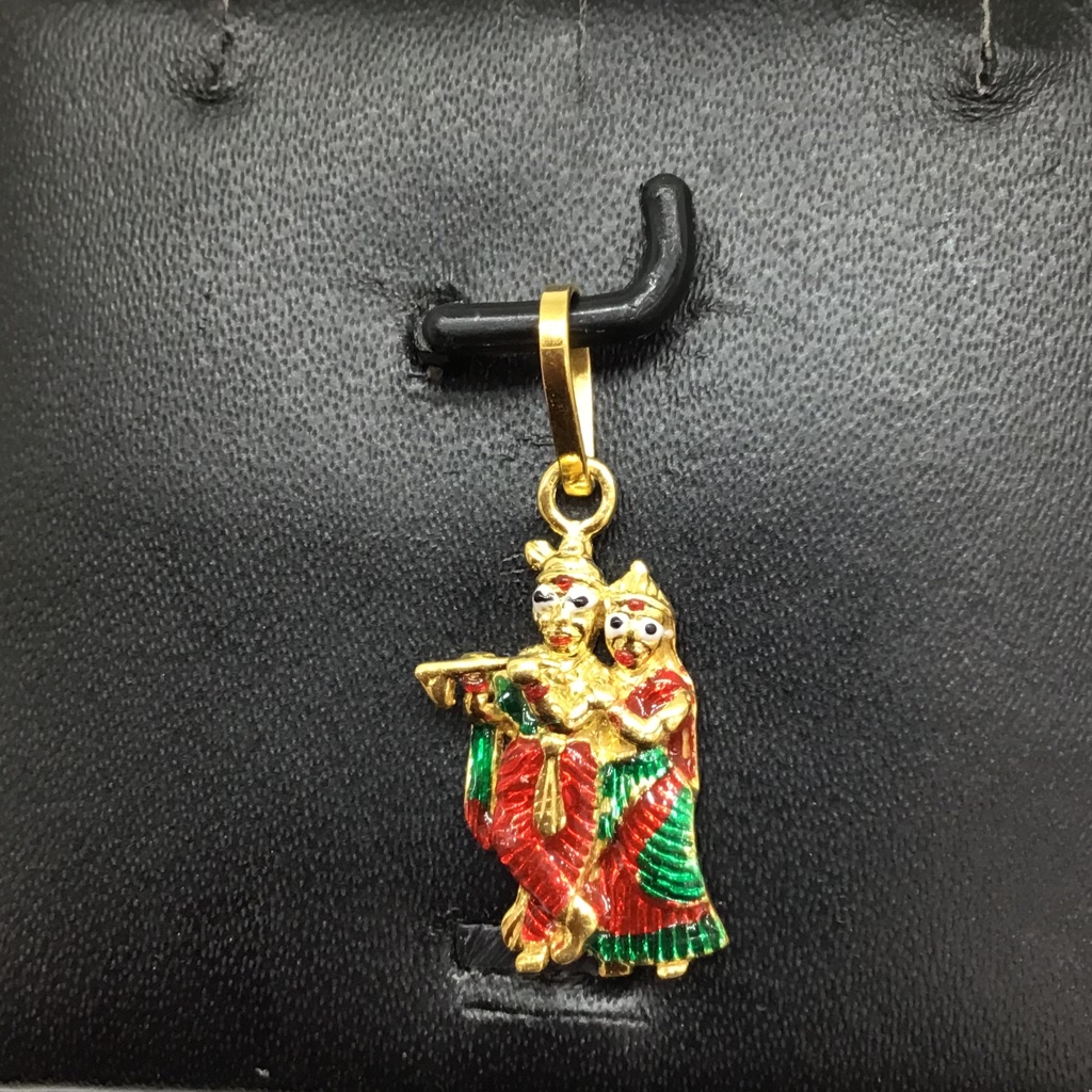 Designed gold radha krishna pendant