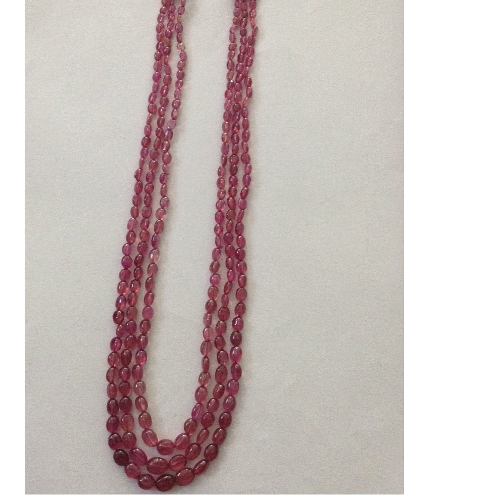 Natural pink glass filled ruby oval aweja necklace JSR0089
