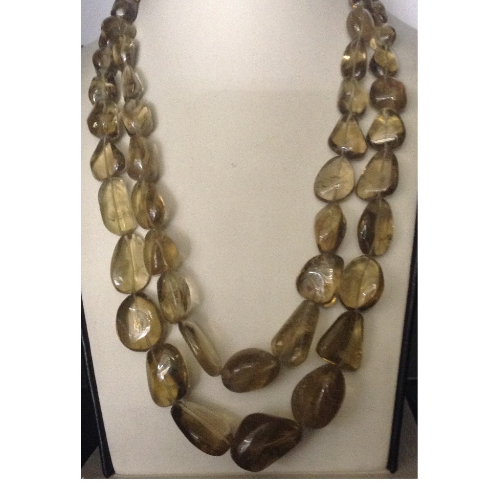 Natural golden citrine oval tumbles 2 layers neckalce JSS0059