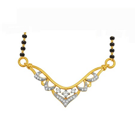 18k gold real diamond mangalsutra mga - rms0014
