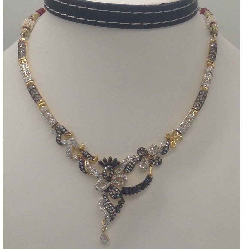 Black and white cz stones necklace set jnc0059