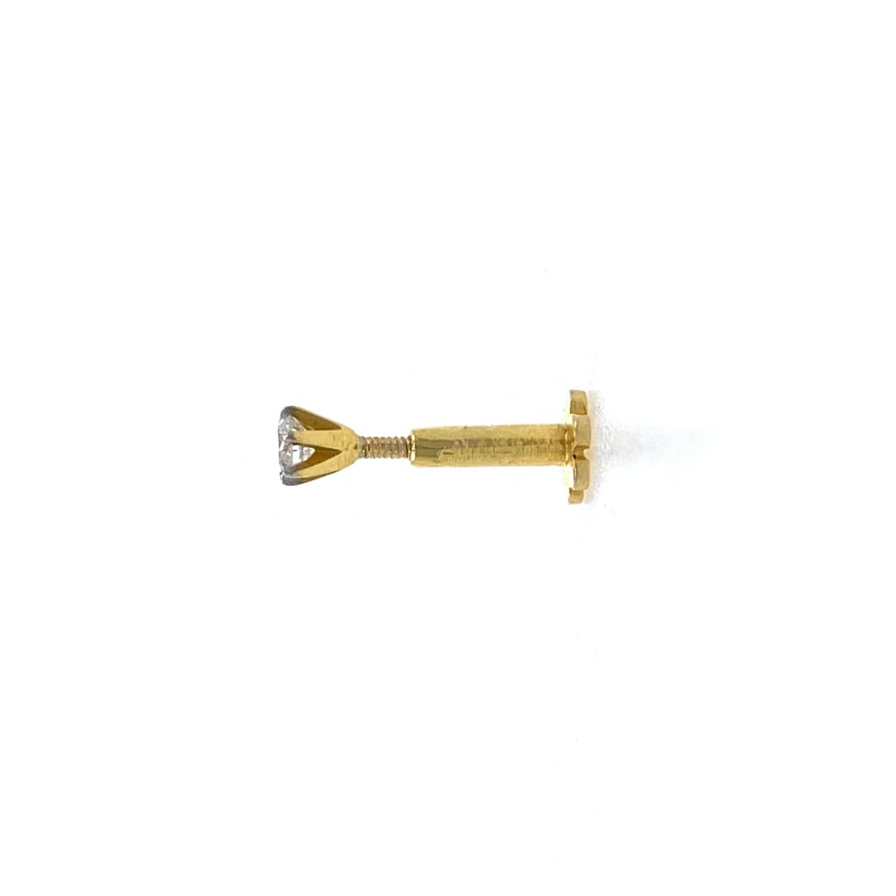 18kt / 750 yellow gold classic single 0.07 cts diamond nose pin 9np128