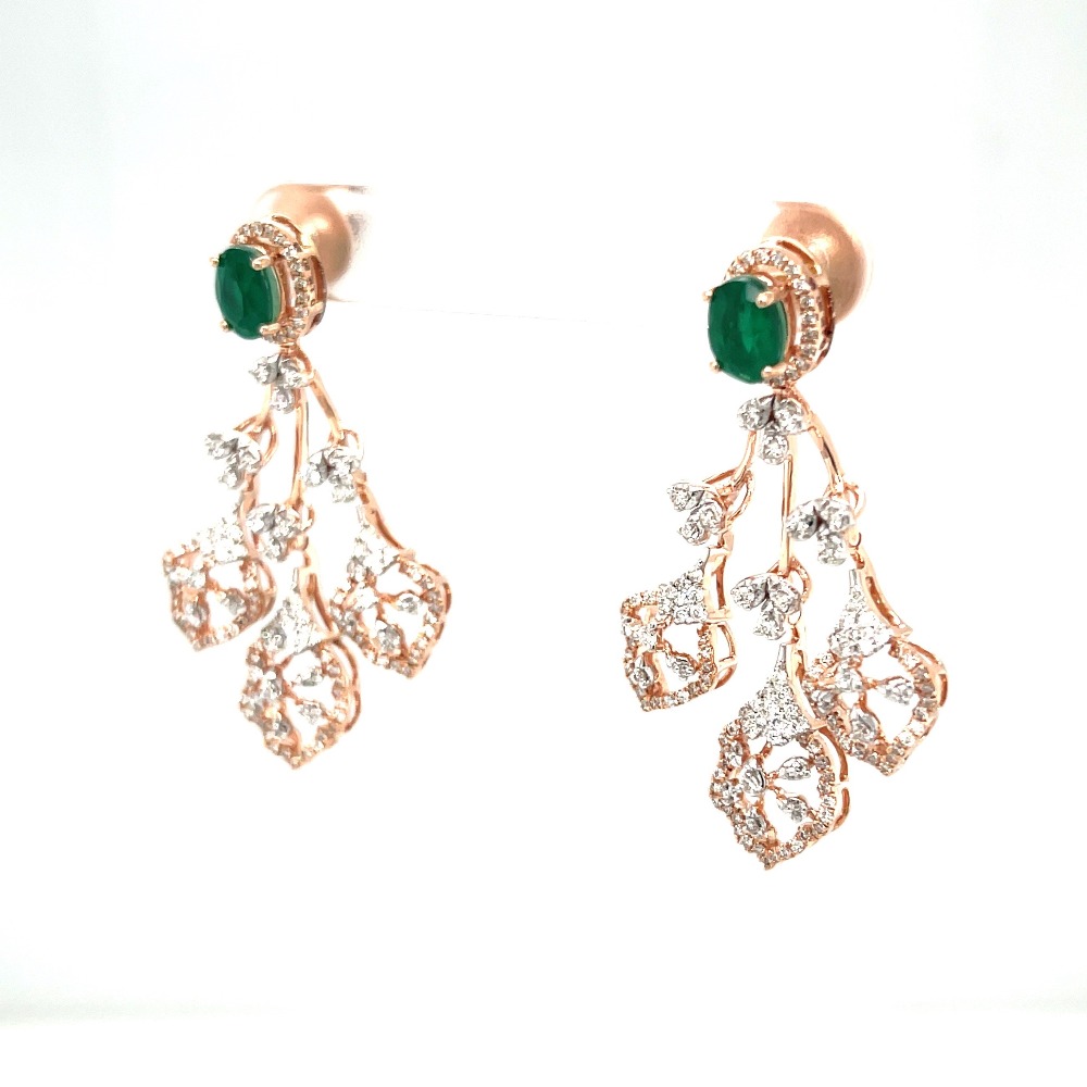 Royale Collection Diamond Chandelier Earrings in 14k Rose Gold