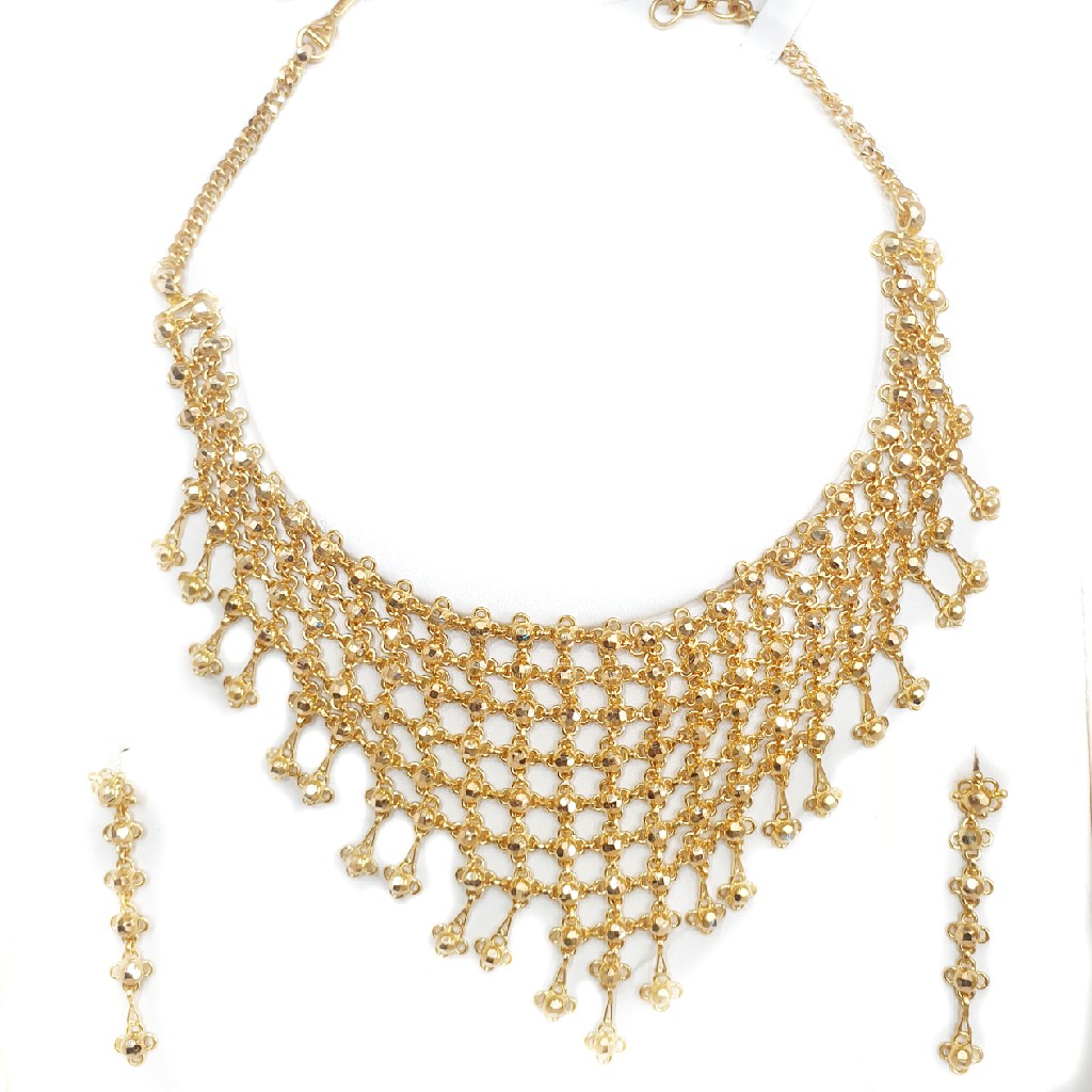 22k plain gold darbari ghat necklace set mga - gn081