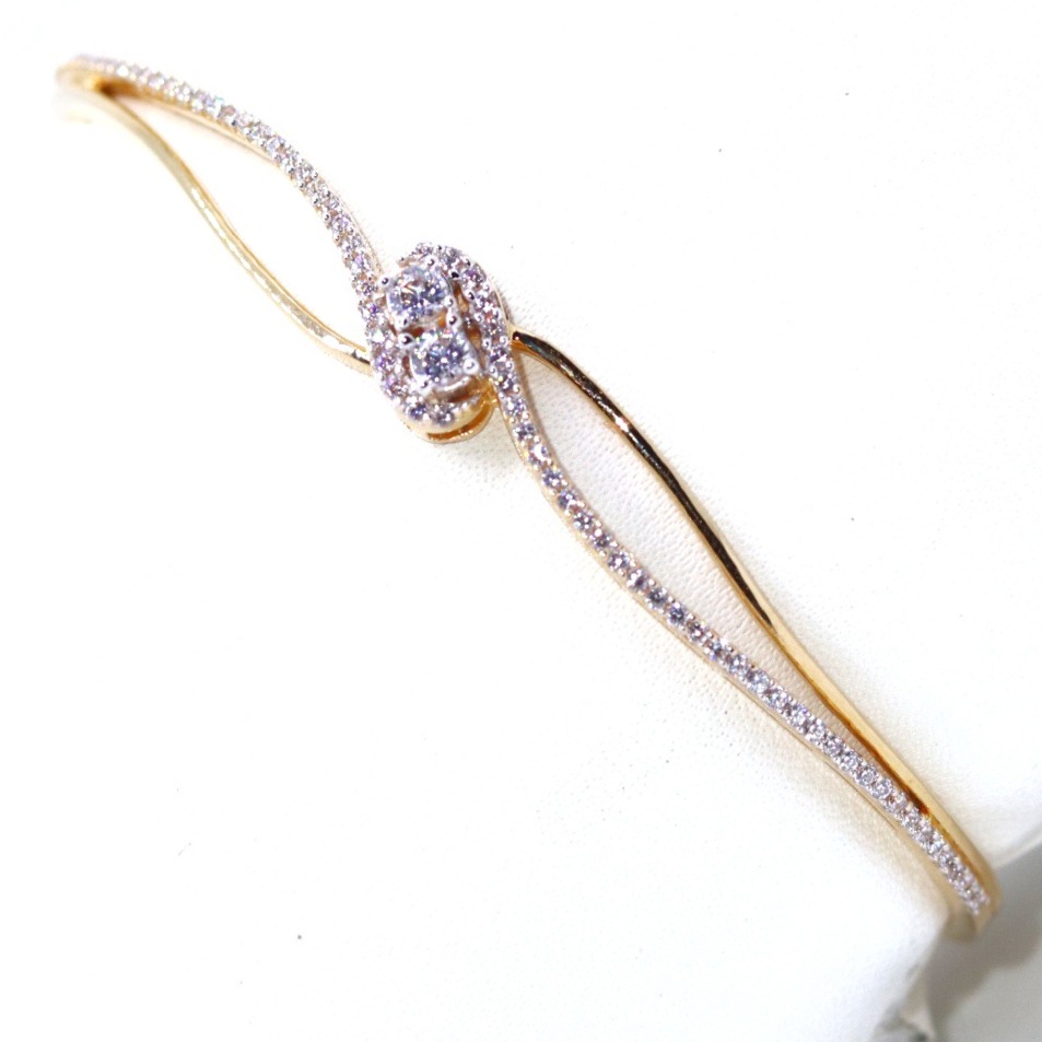 18KT Yellow Gold delicate Fancy CZ Diamond Bracelets For Ladies