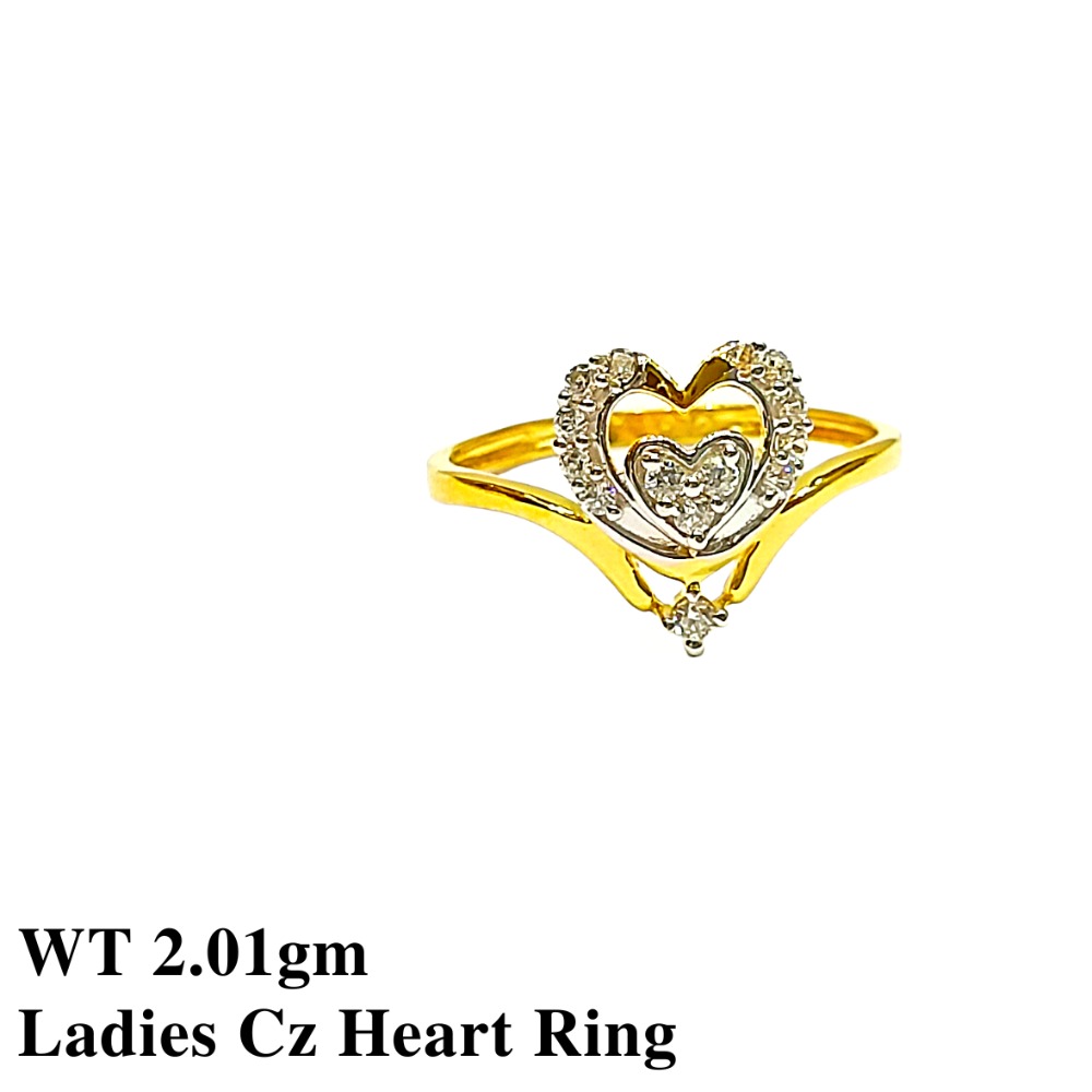 18K Ladies Cz Heart Rings