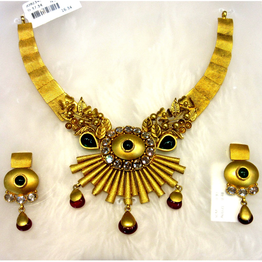 Floral designer unique gold 22k necklace set