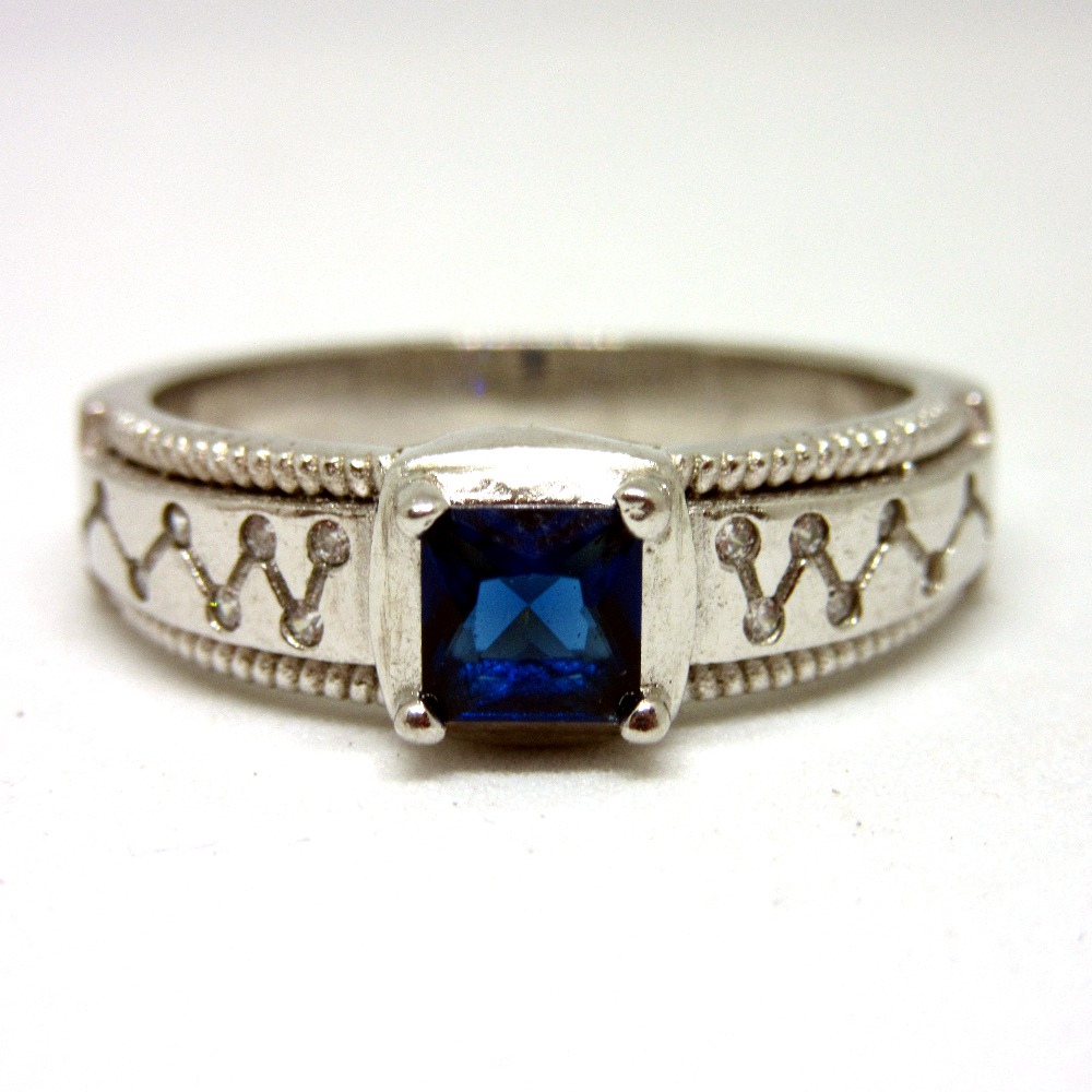 Silver 925 squre blue stone ring sr925-41