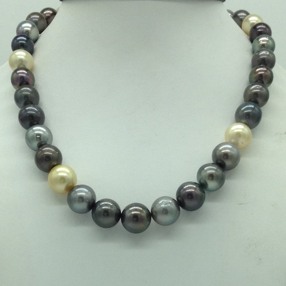 Muliticolour round tahitian south sea pearls strand jpm0406