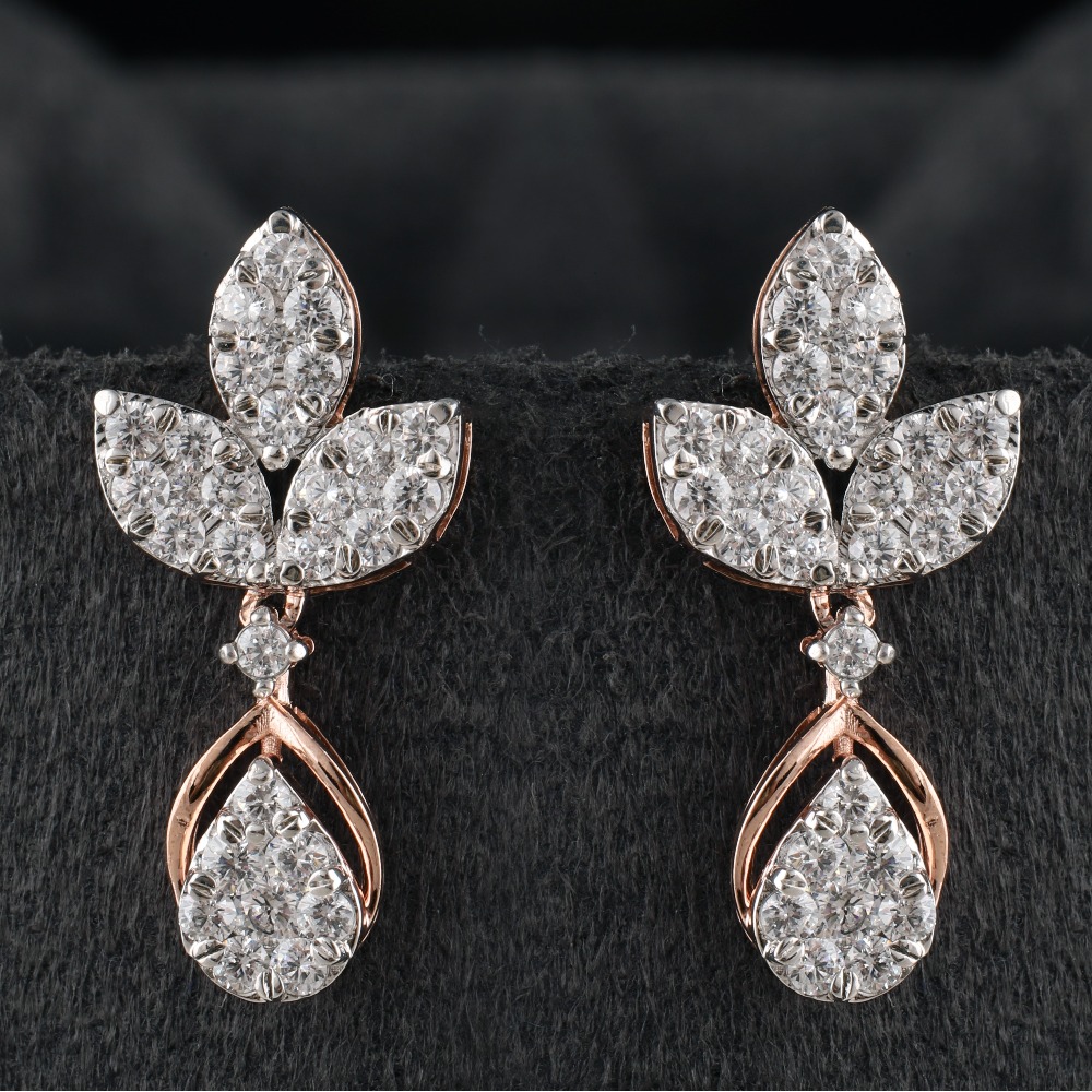 Cubic Zircon Brass American Diamond Cz Earrings round solitaire tops  Everyday Wear