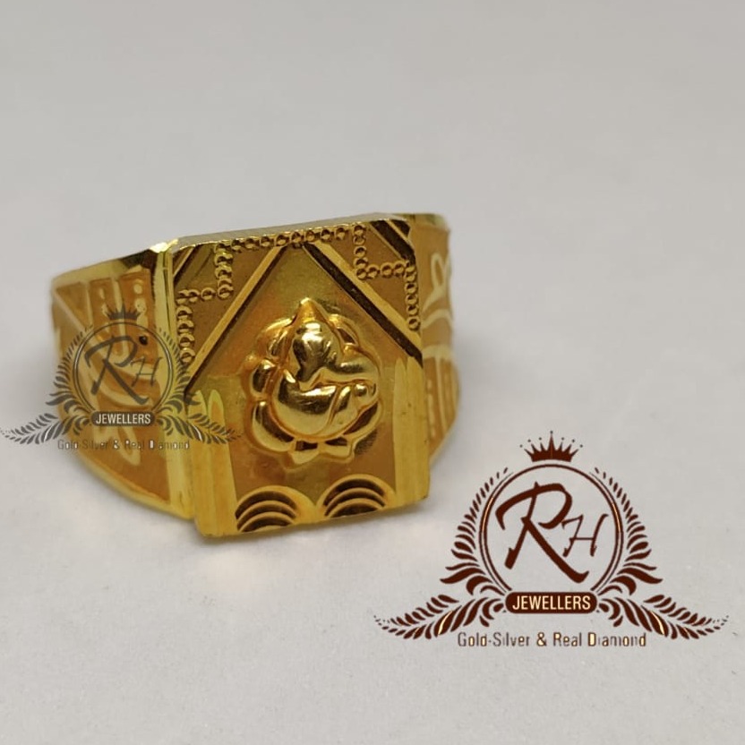 Buy 22K Plain Gold Lord Ganesha Ring 93VB9670 Online from Vaibhav Jewellers