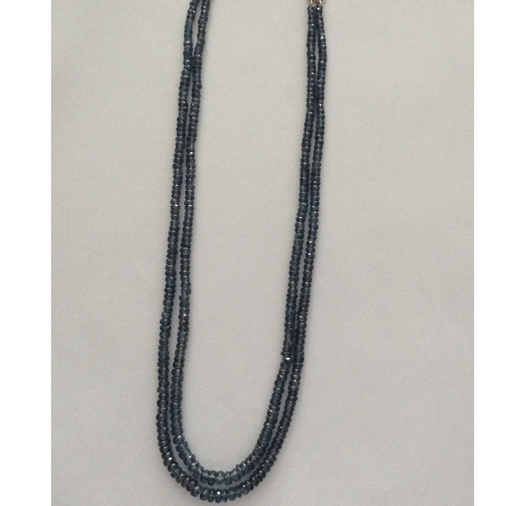 Natural blue kunzite faceted beeds 2 layers necklace JSS0048