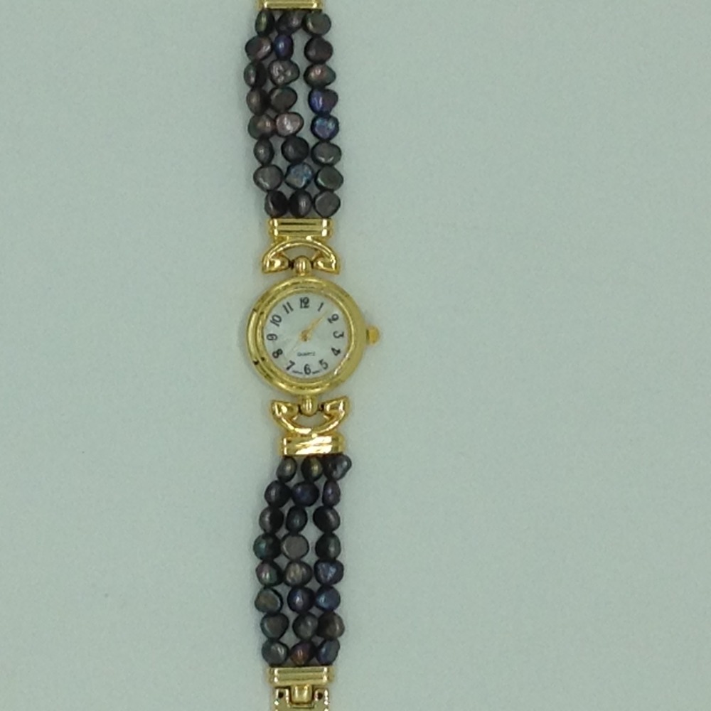 Freshwater Black Kudkal Pearls 3 Layers Designer Watch JBG0234