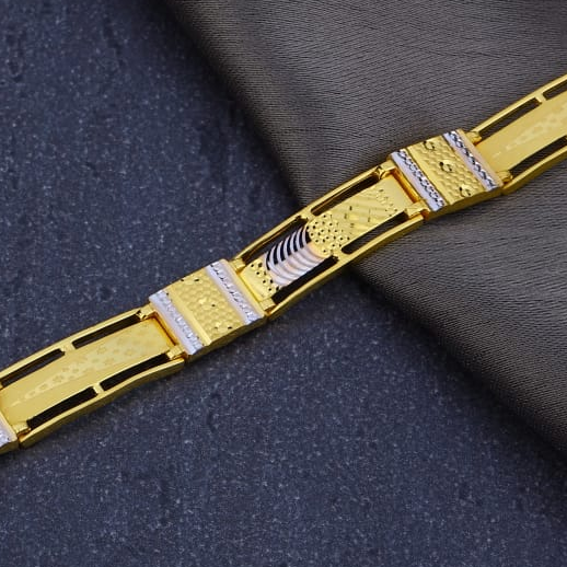 916 Gold CZ Mens Plain Bracelet MPB301