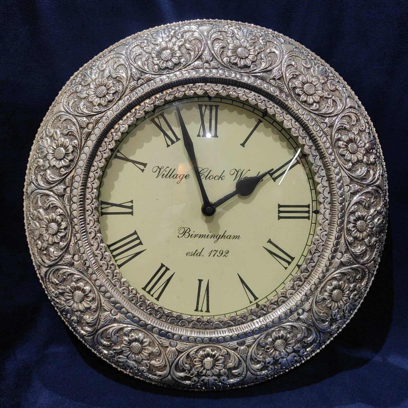 Silver Clock, Vintage Clock, Clock